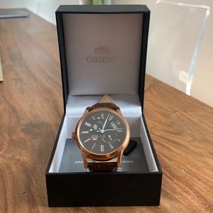 NEW W TAGS Orient Sun & Moon Brown Dial Rose Gold
